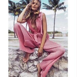 C/MEO Collective Unstoppable  red patterned open back Jumpsuit